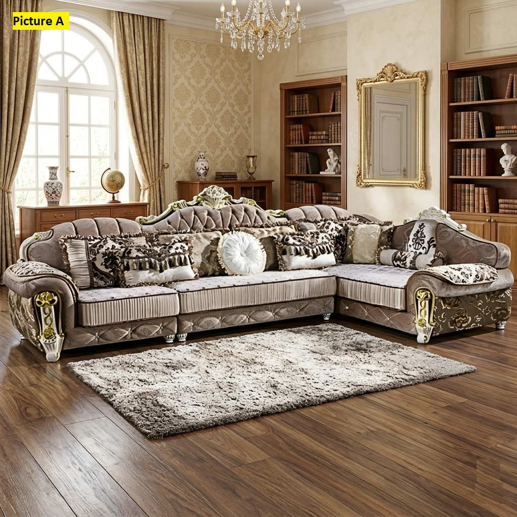 Liville Style Wooden European Sectional Sofa / Lixra