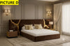 Modern Designer Fabric Bed with Gold Accents / Lixra