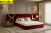Modern Designer Fabric Bed with Gold Accents / Lixra