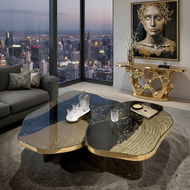Contemporary Metal Marble Coffee Table / Lixra
