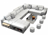 Aesthetic Grey Leather Sectional Sofa / Lixra