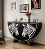 Wooden Semi Circle Structured Zebra Buffet Table / Lixra