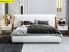 Creamy White Gold Plated Leather Bed / Lixra