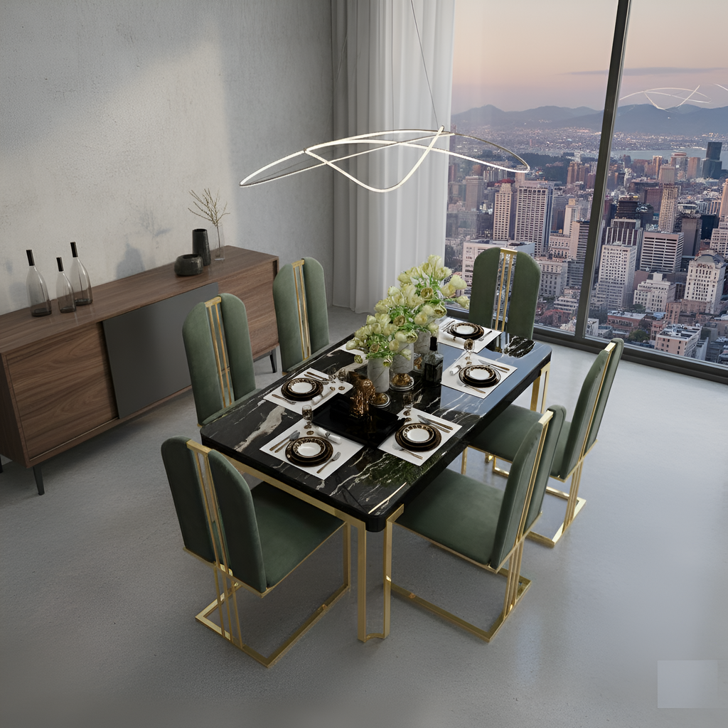 Exotic Modern Marble Dining Table Set / Lixra