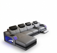 Power Recliner Sofa Bed In Leather / Lixra