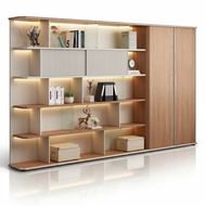 Wooden Bookshelves With LED And Cabinet / Lixra
