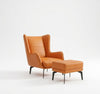 Modern Leather Wingback Accent Chair with Stool / Lixra