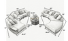 Modern Fabric Upholstered Curvy Sofa Set