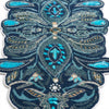 Beaded Navy Blue Table Runner with Intricate Paisley Floral Design / Lixra