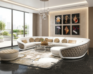 Modern Curvy U-Shaped Fabric Sofa