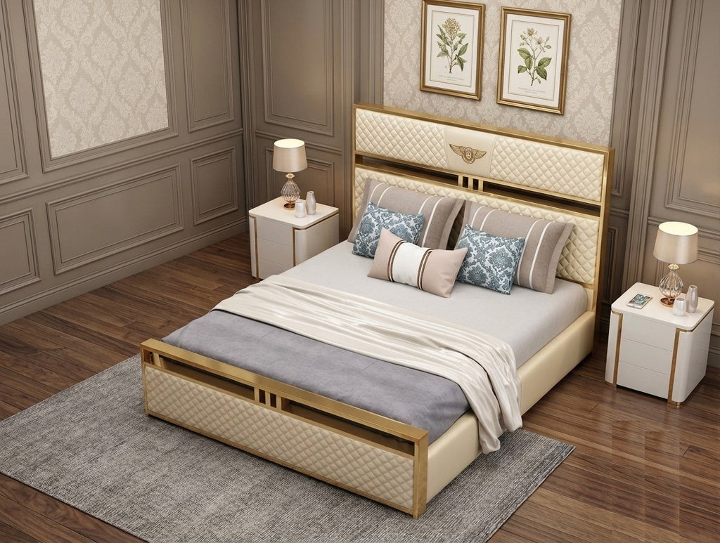 Italian Light Luxurious Leather Upholstered Bed