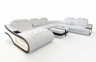 U-shape Leather Sectional LED Sofa / Lixra