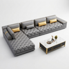 Modern Enduring Button Tufted Leather Sectional Sofa / Lixra