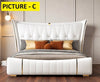 Contemporary Spacious Gold Plated Leather Bed / Lixra