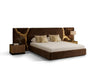 Modern Designer Fabric Bed with Gold Accents / Lixra