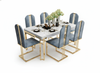Metallic Finish Marble-Top Dining Table Set / Lixra