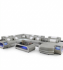 Luxurious Contemporary Leather U-Shaped Sectional Sofa With Console / Lixra