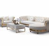 Sophisticated Button Tufted Design Comfy Leather Sectional Sofa / Lixra
