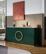Marble-Top Wooden Buffet Table with Storage / Lixra