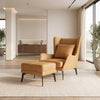 Modern Leather Wingback Accent Chair with Stool / Lixra
