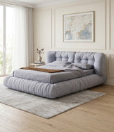 Exquisite Button Tufted Fabric Upholstered Bed / Lixra