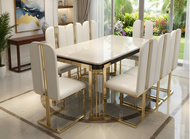 Ultra Rectangular Marble Dining Table Set / Lixra