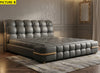 Tufted Designer Leather Bed with Metal Accents / Lixra