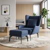 Modern Leather Wingback Accent Chair with Stool / Lixra
