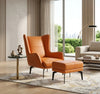 Modern Leather Wingback Accent Chair with Stool / Lixra