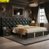 Elevated Luxury High-Headboard Leather Bed / Lixra