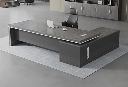 The Ultimate L-Shaped Grey Wooden Desk / Lixra