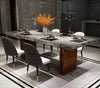 Luxurious Look Rustic Wooden Base Finish Marble Top Dining Table / Lixra