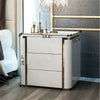 White And Gold Triple Drawer Wooden Nightstand / Lixra