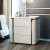 Set Of 2 White And Gold Triple Drawer Nightstand / Lixra