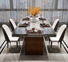 Luxurious Look Rustic Wooden Base Finish Marble Top Dining Table - Lixra