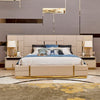 Contemporary Designed Glossy Finish Upholstery Leather Bed - Lixra