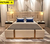 Contemporary Designed Glossy Finish Leather Bed