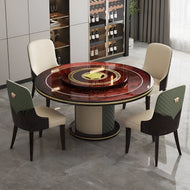 Solid Wood Round Dining Table Set with Lazy Suzan / Lixra