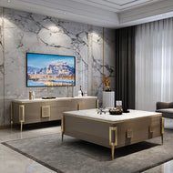 Nordic Design Enchanting Wooden Marble-Top TV Stand & Coffee Table / Lixra