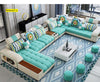 Enchanting Minimalist Modern Bluish Green Fabric Sectional Sofa / Lixra