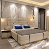 Contemporary Designed Glossy Finish Leather Bed / Lixra
