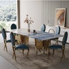 Glossy Finish Marble Top Rectangular Dining Table Set With Chairs / Lixra