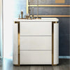 Set Of 2 White And Gold Triple Drawer Nightstand / Lixra