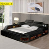 Queen Size Leather Smart Bed in Black / Lixra