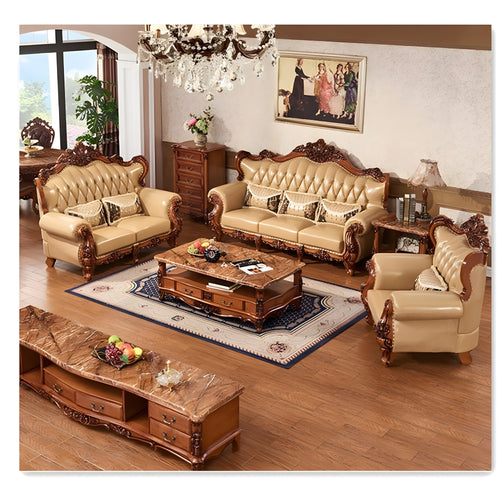 Liville Retro European Leather Sofa Set Of 3 / Lixra