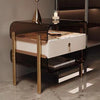 Stylish Gold Accent Modern LED Leather Bed