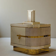 Leather Upholstery Wooden Luxurious Night Stand Set / Lixra