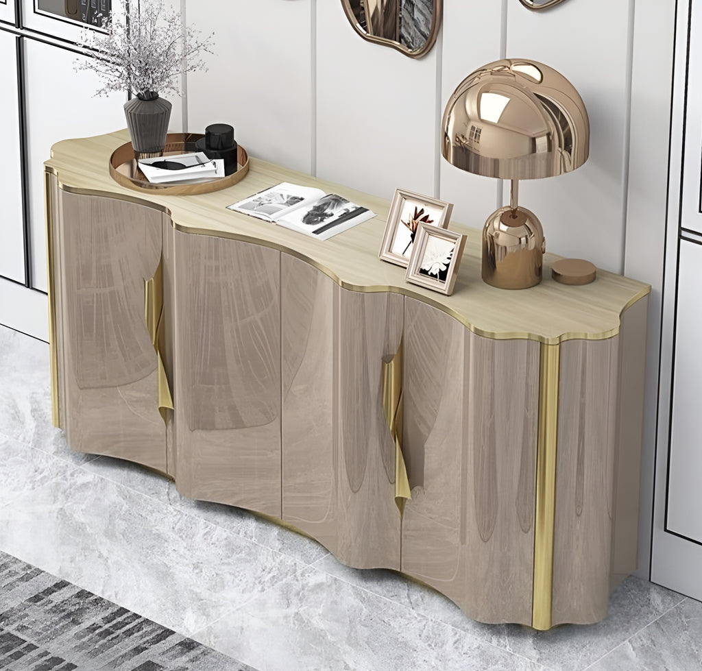 Wooden Modern Buffet Table With Metal Base