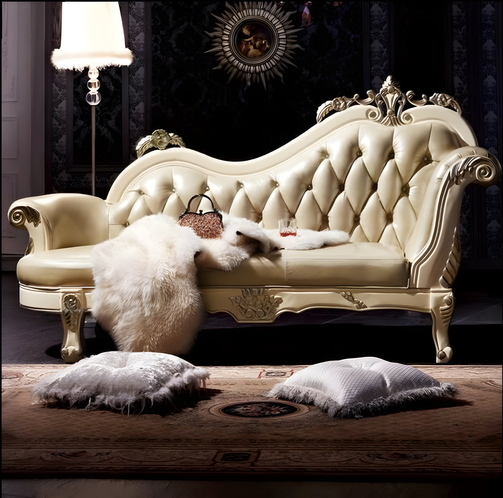 European Leather Chaise Lounge Sofa / Lixra