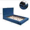 Charismatic Solid Wood Button Tufted Rectangular Shape Solace Leather Queen Size Bed-Lixra
